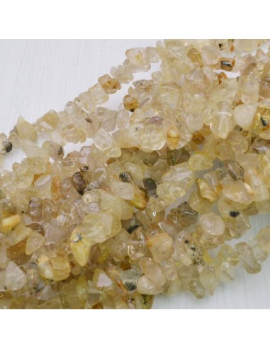 perline in pietra chips quarzo citrino Sassolini per bigiotteria 5x9 mm circa 200pz filo 90cm