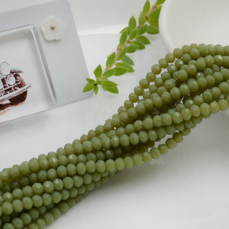 filo cristalli 2.5 x 3.5 mm colore verde militare chiaro Rondelle sfaccettato 145pz per le tue creazioni GDO