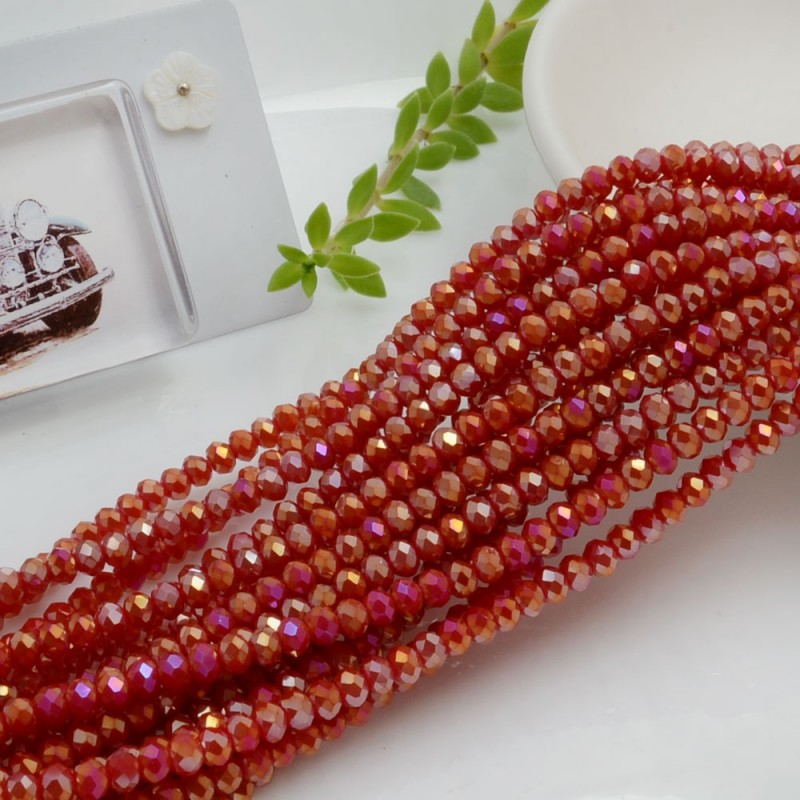 filo cristalli 2.5 x 3.5 mm colore rosso rodiato AB Rondelle sfaccettato 145pz per le tue creazioni GDO