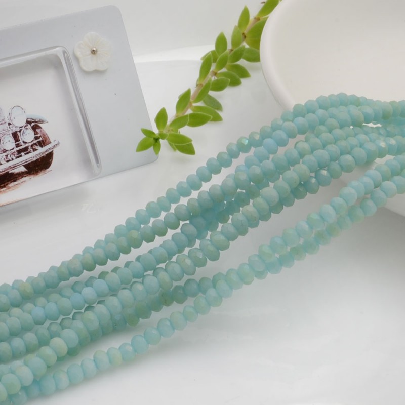 filo cristalli 2.5 x 3.5 mm colore tiffany chiaro opaco Rondelle sfaccettato 145pz per le tue creazioni  GDO