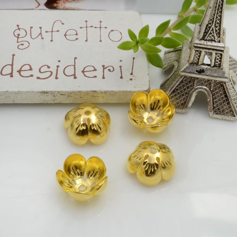 Copriperla fiore liscio ottone 15mm variante In Ottone - Oro Gioie d'Oriente
