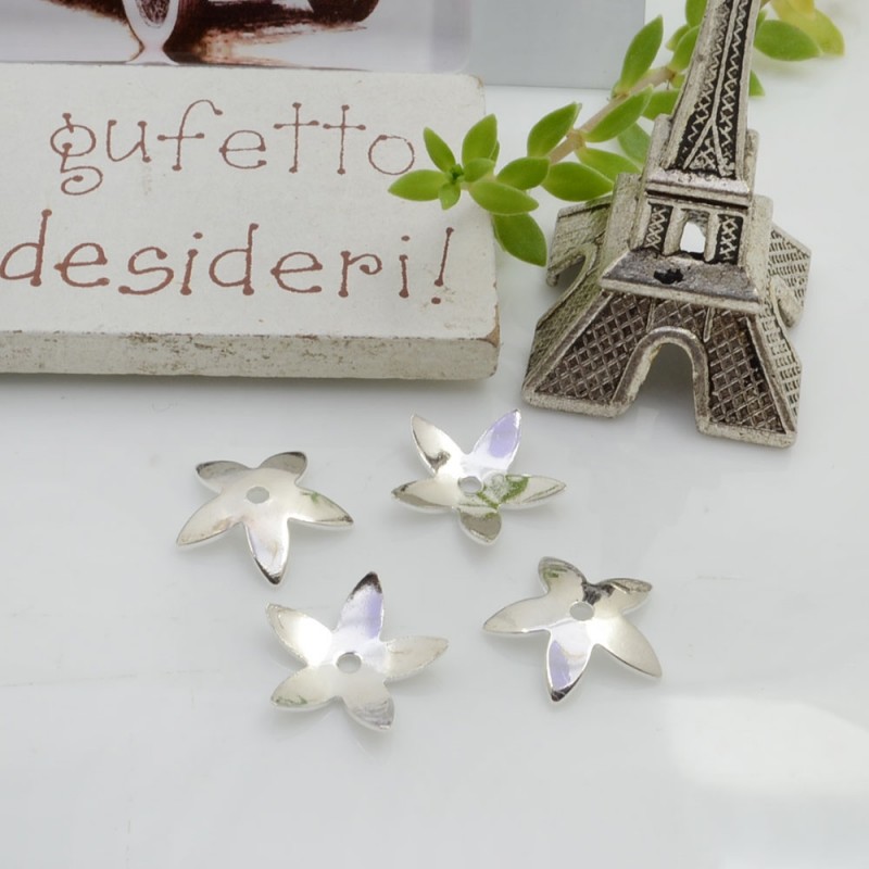 Copri perla fiore 13 mm colore argento in ottone 2 pz per le tue creazioni!!