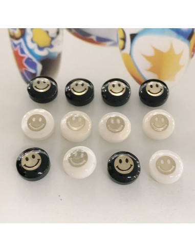 Perla di madreperla tonda con smile oro sopra e sotto mezza bombata con foro passante 8 mm 1 pz per tue creazioni!!