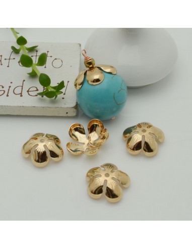 Copri perla fiore liscio in ottone oro 18K chiaro 12mm 2pz Gioie d'Oriente