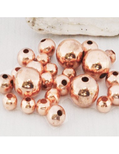 DISTANZIATORI pallina liscio in ottone  col oro rosa chiaro per gioielli