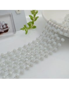 Catena rosario in acciaio con cristalli bianchi 3 x 4 mm 50 cm Gioie d'Oriente 2