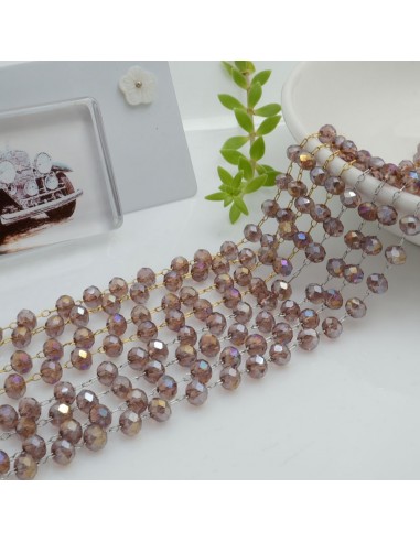 Catena rosario con cristalli 3 x 4 mm 50 CM in acciaio colore lilla AB per le tue creazioni!!