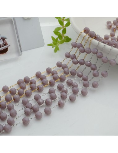 Catena rosario con cristalli 3 x 4 mm 50 CM in acciaio colore lilla per le tue creazioni!!