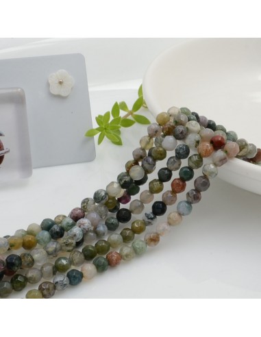 Filo pietre dure Agata indiana tonda sfaccettata 4mm 90pz | GDO