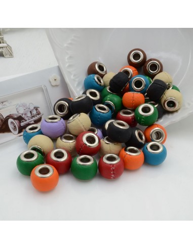 Distanziatori colorati mix foro largo in ecopelle 11 x 14 mm 95 pz base argento per le tue creazioni!!