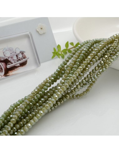 Filo di Mezzi Cristalli Verde Militare Chiaro Rondelle 2x3mm Sfaccettati Briolette 170pz GDO | Gioie d'Oriente