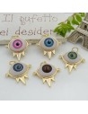Ciondolo pendente occhio con punti luce 21 x 20 mm 1 pz in ottone GDO