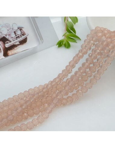 Filo di Mezzi Cristalli Rosa Antico Trasparente Rondelle 3x4mm Sfaccettati Briolette 125 a 145pz GDO | Gioie d'Oriente
