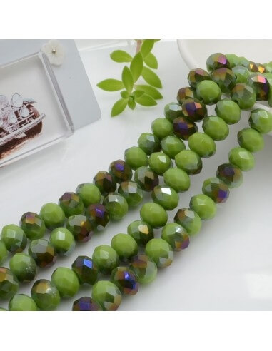 Filo di Mezzi Cristalli cinesi Verde Viola AB rondelle cipollotti 6x8mm sfaccettati briolette 65-70pz GDO | Gioie d'Oriente