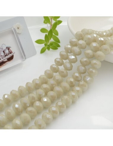 Filo di Mezzi Cristalli cinesi Beige AB rondelle cipollotti 6x8mm sfaccettati briolette 65-70pz GDO | Gioie d'Oriente