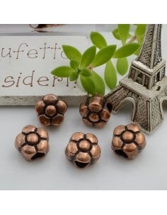 Distanziatori foro largo forma fiore rame 11 mm 4pz Gioie d'Oriente
