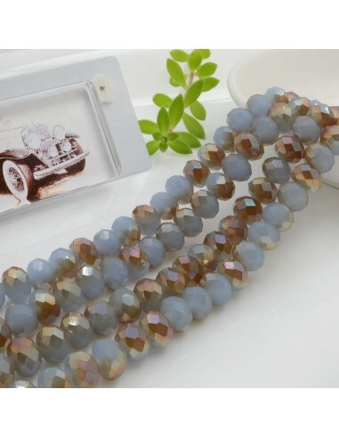 Filo di Mezzi Cristalli cinesi Cielo Cammello AB rondelle cipollotti 6x8mm sfaccettati briolette 65-70pz GDO | Gioie d'Oriente