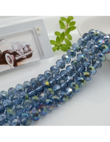 Filo di Mezzi Cristalli cinesi Zaffiro AB rondelle cipollotti 6x8mm sfaccettati briolette 65-70pz GDO | Gioie d'Oriente