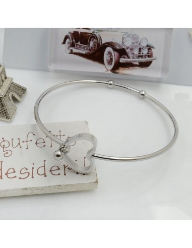 Bracciale in Acciaio a Cerchio con Pendente a Cuore 17mm 1pz|GDO