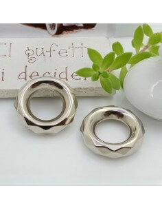 Distanziatori tondi sfaccettati in argentone colore argento 25 mm 4pz Gioie d'Oriente