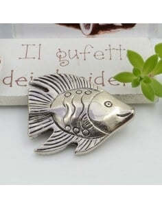 Distanziatore pesce in resina argento 37 x 31 mm 1pz Gioie d'Oriente