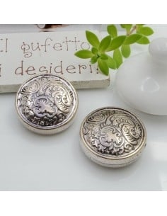 Distanziatori tondi decorati in resina argento rodio 25 mm 2pz Gioie d'Oriente