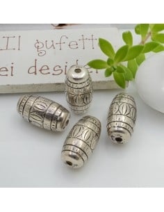 Inframezzi ovali con disegni in resina argento rodio 20 x 11 mm 4pz Gioie d'Oriente