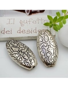 Intercalari ovali in resina argento rodio 40 x 21 mm 2pz Gioie d'Oriente