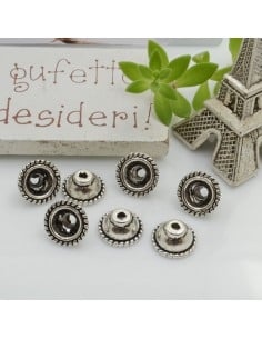Copri perle lisci a cupola in metallo argento rodio 10x5mm 10pz Gioie d'Oriente