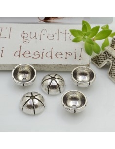Copri perla a cupola fantasia in metallo argento rodio 13mm 6pz Gioie d'Oriente