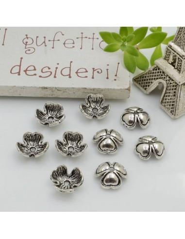 Copri perla trifoglio in metallo argento rodio 9,5mm 16pz Gioie d'Oriente