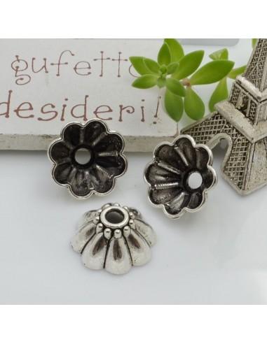 Copri perla fiore in metallo argento rodio 16mm 4pz Gioie d'Oriente