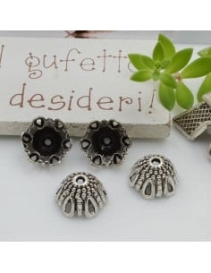 Copri perla cupola fantasia in metallo argento rodio 12mm 10pz Gioie d'Oriente