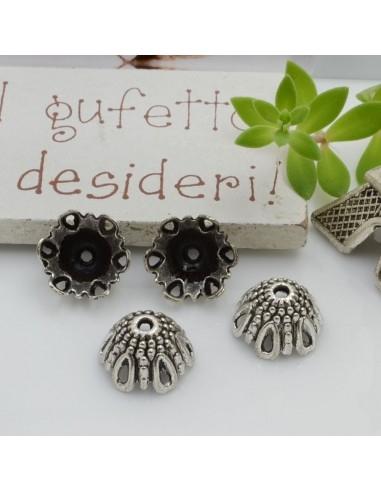 Copri perla cupola fantasia in metallo argento rodio 12mm 10pz Gioie d'Oriente