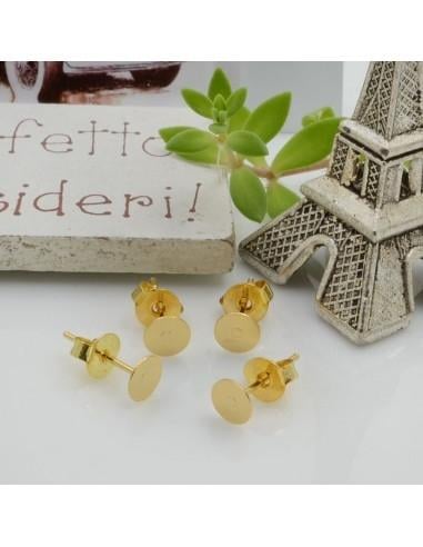 Base orecchini a perno con base oro piatta da incollo 5mm 2 paia|GDO