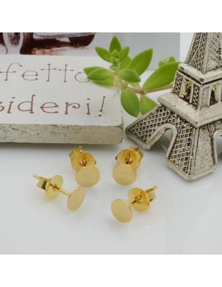 Base orecchini a perno con base oro piatta da incollo 5mm 2 paia|GDO