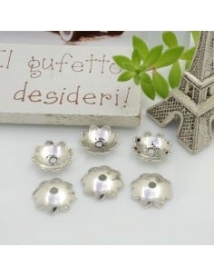 Copri perla fiore liscio in metallo argento rodio 12mm 12pz Gioie d'Oriente