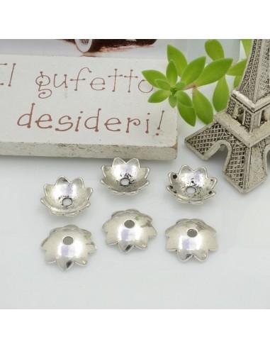 Copri perla fiore liscio in metallo argento rodio 12mm 12pz Gioie d'Oriente