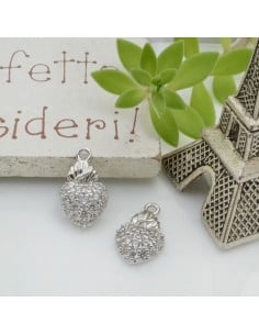 Ciondolo cuore sacro in ottone con strass zirconi 14x8mm 1pz Gioie d'Oriente 2