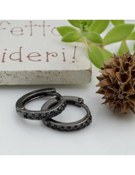 Mini Cerchietti tondi chiusi in ottone con strass 14mm 1 paio canna di fucile | GDO