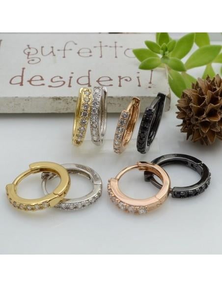 Mini Cerchietti tondi chiusi in ottone con strass 14mm 1 paio | GDO