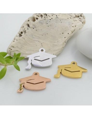 Ciondolo cappello laurea in acciaio liscio lucido 17x20mm 1pz | GDO