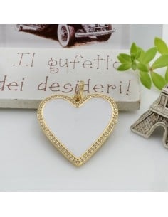 Ciondolo cuore in ottone smaltato con strass zirconi 31x30mm 1pz Gioie d'Oriente 2
