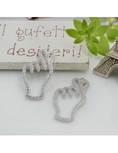 Ciondolo mano cuore in ottone con strass 27x15mm 1pz Gioie d'Oriente 2