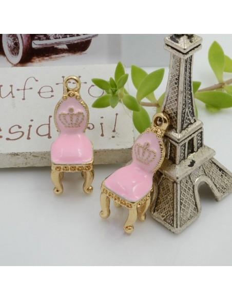 Ciondolo charm sedia regale smaltata con corona in ottone base oro 27 x 10 mm 1pz Gioie d'Oriente