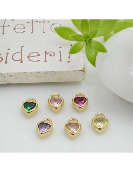 Mini Charms a forma di Cuore con punto luce in Zircone 5x7mm 1pz | GDO