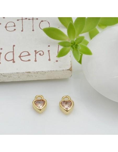 Mini Charms a forma di Cuore con punto luce in Zircone topazio 5x7mm 1pz | GDO