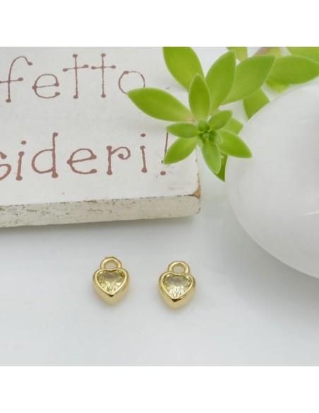 Mini Charms a forma di Cuore con punto luce in Zircone lemon 5x7mm 1pz | GDO