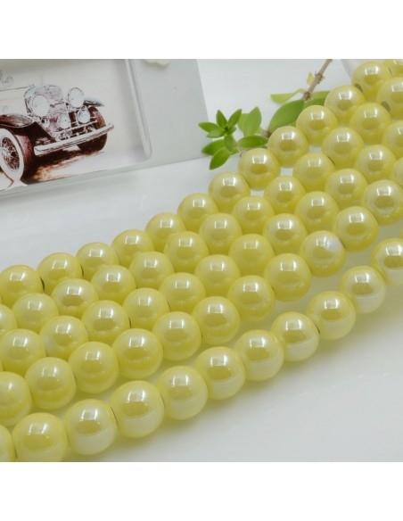Filo di perle rotonde in ceramica smaltata 8 mm 47pz Gioie d'Oriente