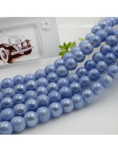 Filo di perle rotonde in ceramica smaltata 8 mm 47pz Gioie d'Oriente
